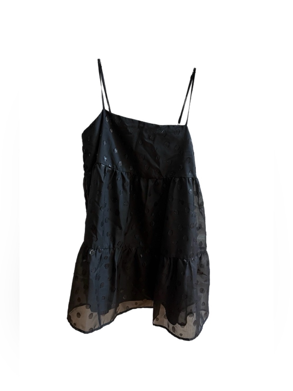 Forever 21 Black Spotted Tiered Mini Dress